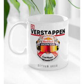 Kişiye Özel İsimli F1 Verstappen Tasarımlı Beyaz Kupa