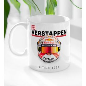 Kişiye Özel İsimli F1 Verstappen Tasarımlı Beyaz Kupa