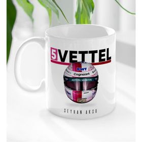Kişiye Özel İsimli F1 Vettel Tasarımlı Beyaz Kupa