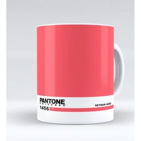 Kişiye Özel İsimli Pantone 1456 Beyaz Kupa Bardak
