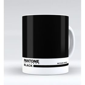 Kişiye Özel İsimli Pantone Black Beyaz Kupa Bardak