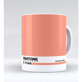 Kişiye Özel İsimli Pantone C Pink Beyaz Kupa Bardak
