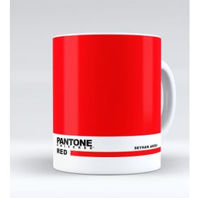 Kişiye Özel İsimli Pantone Red Beyaz Kupa Bardak