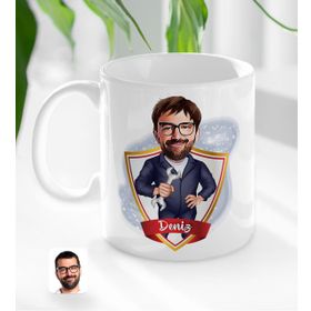 Kişiye Özel İsimli Tamirci Karikatürlü Beyaz Kupa
