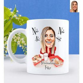 Kişiye Özel Kadın Diyetteyim Karikatürlü Beyaz Kupa Bardak