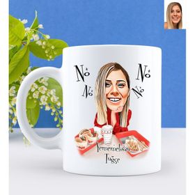 Kişiye Özel Kadın Diyetteyim Karikatürlü Beyaz Kupa Bardak