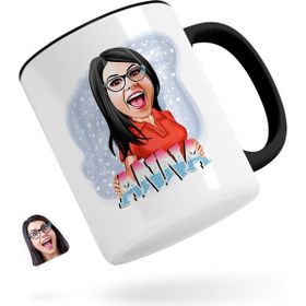 Kişiye Özel Kadın İsimli Karikatürlü Siyah Kupa Bardak