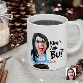 Kişiye Özel Kadın Kimin Aşkı Bu Karikatürlü Beyaz Kupa Bardak