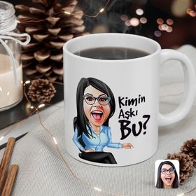 Kişiye Özel Kadın Kimin Aşkı Bu Karikatürlü Beyaz Kupa Bardak