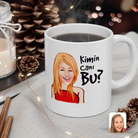 Kişiye Özel Kadın Kimin Canı Bu Karikatürlü Beyaz Kupa Bardak