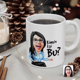 Kişiye Özel Kadın Kimin Eşi Bu Karikatürlü Beyaz Kupa Bardak