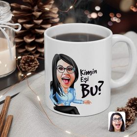Kişiye Özel Kadın Kimin Eşi Bu Karikatürlü Beyaz Kupa Bardak