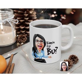 Kişiye Özel Kadın Kimin Eşi Bu Karikatürlü Beyaz Kupa Bardak