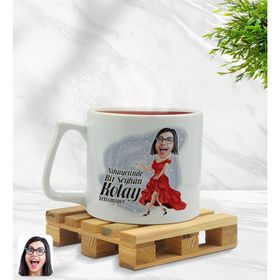 Kişiye Özel Kadın Kolay Yetişmiyor Karikatürlü Middle Beyaz Kupa