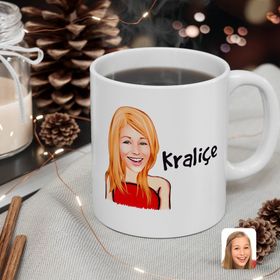 Kişiye Özel Kadın Kraliçe Karikatürlü Beyaz Kupa Bardak