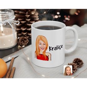 Kişiye Özel Kadın Kraliçe Karikatürlü Beyaz Kupa Bardak