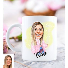 Kişiye Özel Kadın Moda İkonu Karikatürlü Beyaz Kupa Bardak