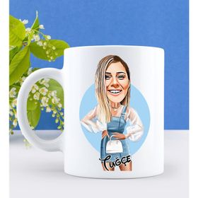 Kişiye Özel Kadın Moda İkonu Karikatürlü Beyaz Kupa Bardak