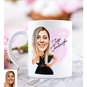 Kişiye Özel Kadın Moda İkonu Karikatürlü Beyaz Kupa