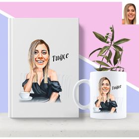 Kişiye Özel Kadın Moda İkonu Karikatürlü Beyaz Kupa
