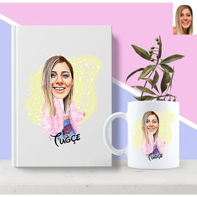 Kişiye Özel Kadın Moda İkonu Karikatürlü Beyaz Kupa