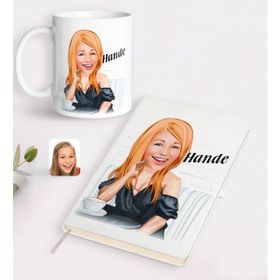 Kişiye Özel Kadın Moda İkonu Karikatürlü Beyaz Kupa