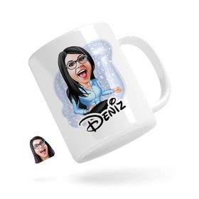Kişiye Özel Kadın Patron Karikatürlü Beyaz Kupa Bardak