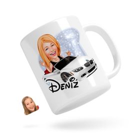 Kişiye Özel Kadın Patron Karikatürlü Beyaz Kupa