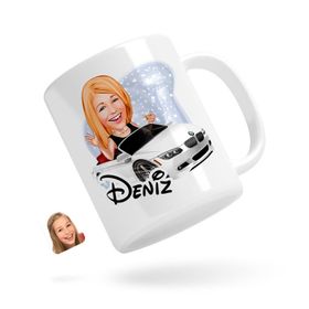 Kişiye Özel Kadın Patron Karikatürlü Beyaz Kupa
