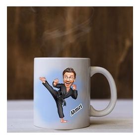 Kişiye Özel Karateci Karikatürlü Kupa Bardak