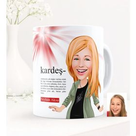 Kişiye Özel Kardeş Karikatürlü Beyaz Kupa Bardak