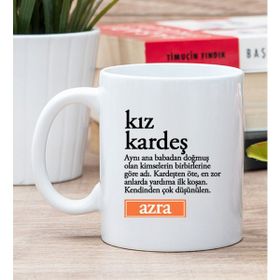 Kişiye Özel Kardeş Kelime Anlamı Beyaz Kupa
