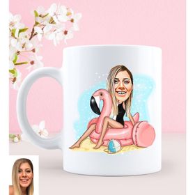 Kişiye Özel Karikatürlü Tatil Tasarımlı Beyaz Kupa Bardak