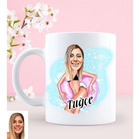 Kişiye Özel Karikatürlü Tatil Tasarımlı Beyaz Kupa Bardak