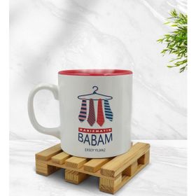 Kişiye Özel Karizmatik Babam Tasarımlı İçi Kırmızı Renkli Model 1 Kupa