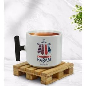 Kişiye Özel Karizmatik Babam Tasarımlı Siyah T Kulplu Middle Kupa