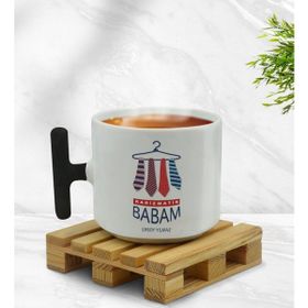 Kişiye Özel Karizmatik Babam Tasarımlı Siyah T Kulplu Middle Kupa