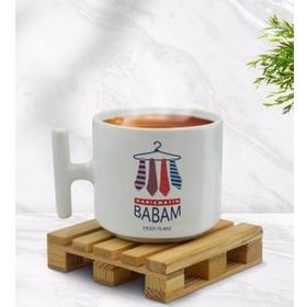 Kişiye Özel Karizmatik Babam Tasarımlı T Kulplu Beyaz Middle Kupa