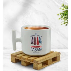 Kişiye Özel Karizmatik Babam Tasarımlı T Kulplu Beyaz Middle Kupa