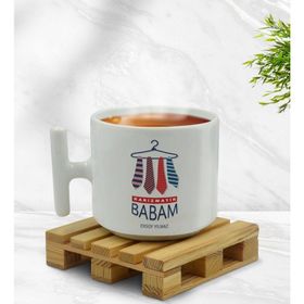 Kişiye Özel Karizmatik Babam Tasarımlı T Kulplu Beyaz Middle Kupa