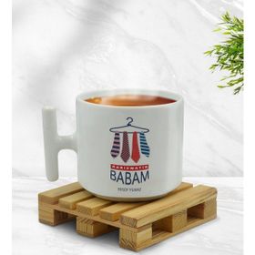 Kişiye Özel Karizmatik Babam Tasarımlı T Kulplu Beyaz Middle Kupa