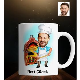 Kişiye Özel Kebapçı Karikatürlü Beyaz Kupa Bardak