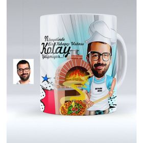 Kişiye Özel Kebapçı Karikatürlü Beyaz Kupa Bardak