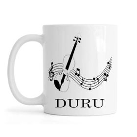 Kişiye Özel Keman Desenli Porselen Kupa