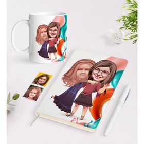 Kişiye Özel Kız Kardeşler Karikatürlü Beyaz Kupa