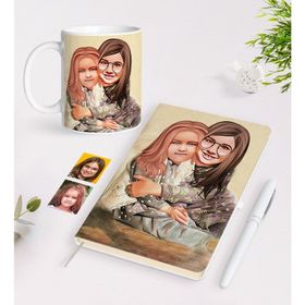 Kişiye Özel Kız Kardeşler Karikatürlü Beyaz Kupa