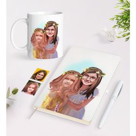 Kişiye Özel Kız Kardeşler Karikatürlü Beyaz Kupa