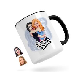 Kişiye Özel Kız Kardeşler Karikatürlü Siyah Kupa