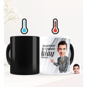 Kişiye Özel Kolay Yetişmiyor Karikatürlü Sihirli Kupa Bardak