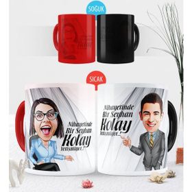 Kişiye Özel Kolay Yetişmiyor Karikatürlü Sihirli Kupa Bardak